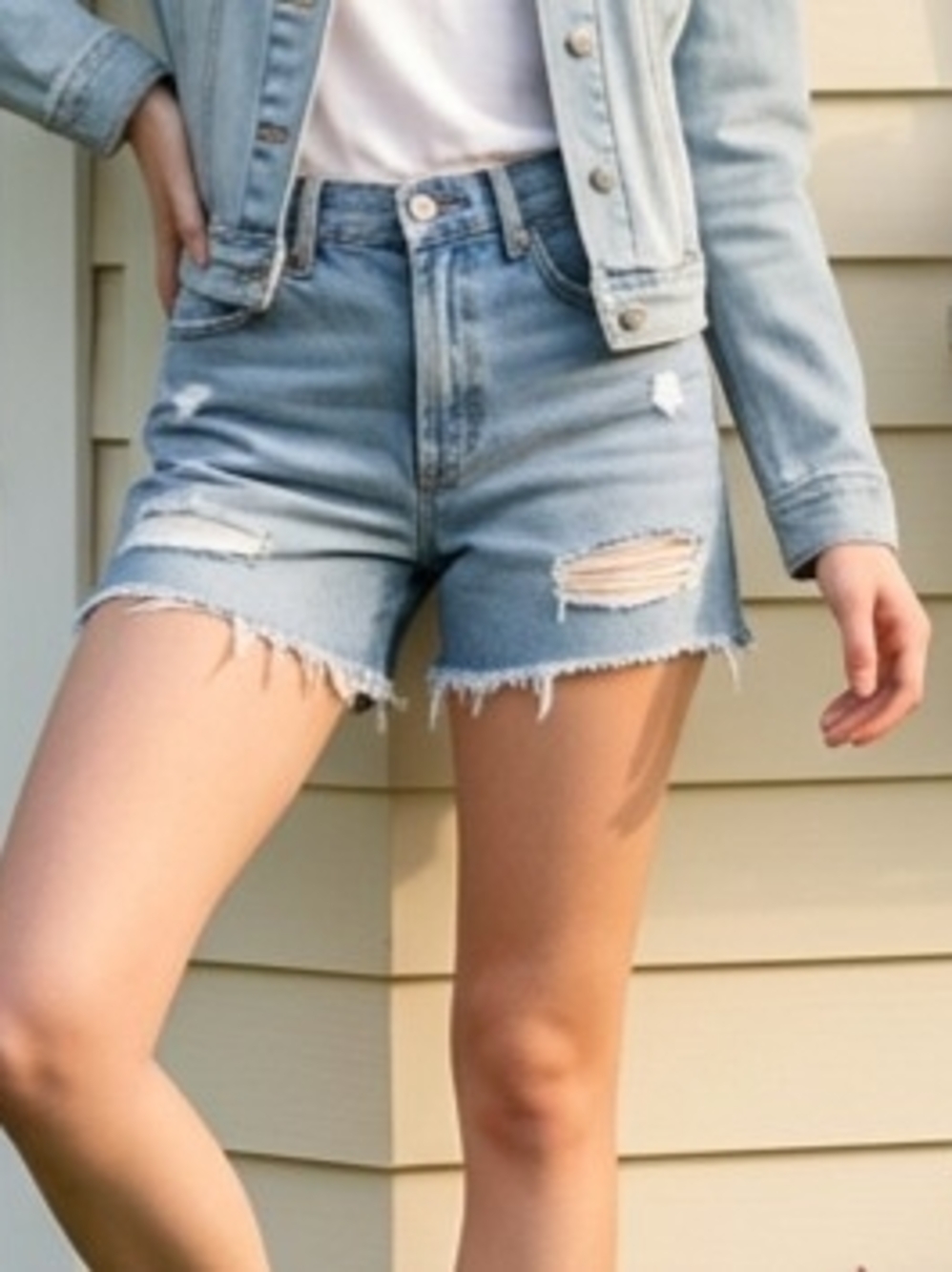 Old Navy Light Blue Distressed Denim Jean Shorts